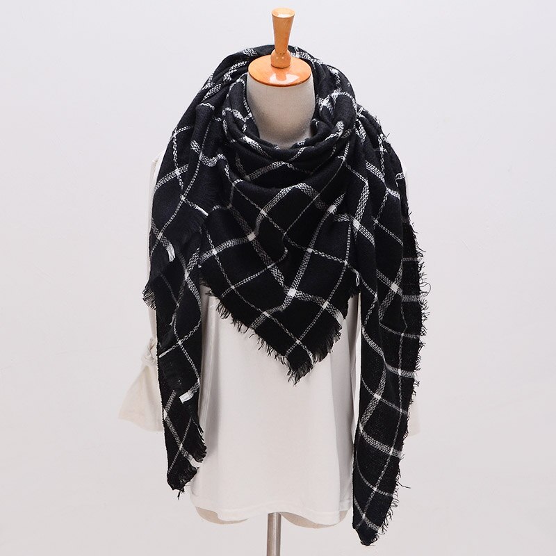 Écharpe triangulaire hijab d'été pour femmes, châle de marque en cachemire à carreaux, couverture  xs027-5: Style 9