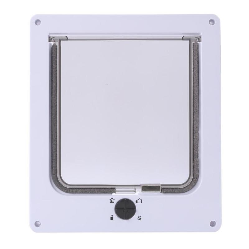 4 Way Lock Dog Kitten Door Fine ABS Plastic Security Gate Cat Flap Door Pet Supplies Security locks Only in and out: White