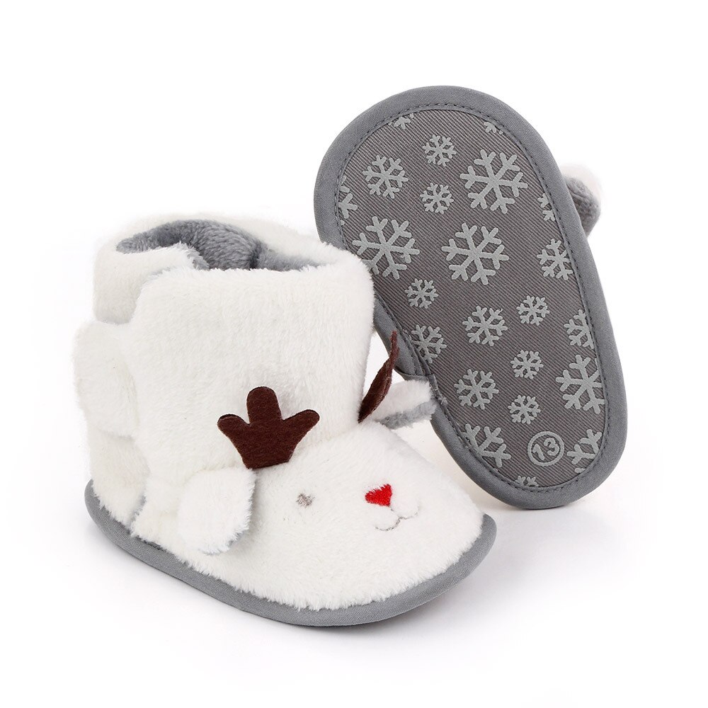 3-12M Winter Newborn Infant Baby Boy Girl Warm Boots Christmas Deer Snow Boots Cute Xmas