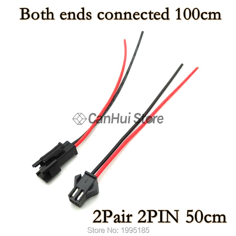 Conector de cable macho a hembra, 2-5 pares, 10/15/20cm, JST SM 2P 3P 4P, tiras LED, conectores de controlador de lámpara, adaptador rápido: 2Pair 2PIN 50cm