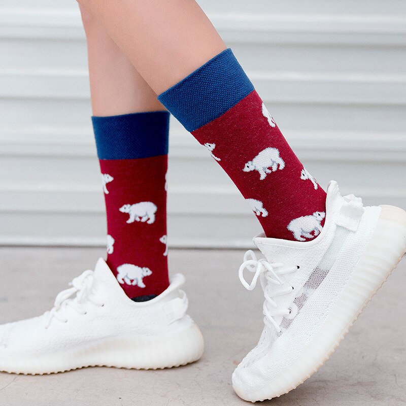 Sokken heren lente en herfst street wild sports crew sokken met cartoon dieren tube sokken