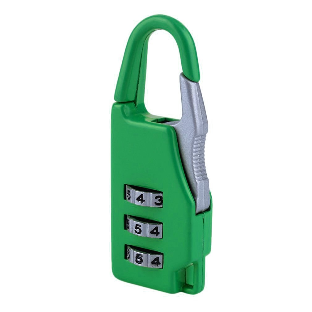 Beveiliging 3 Combinatie Reizen Zinklegering Koffer Bagage Tas Sieraden Dozen Tool Kisten Code Lock Rits Hangslot: Green