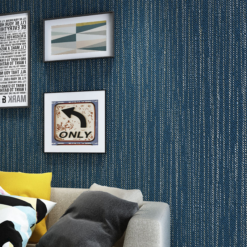 Donkerblauw Behang rolls vlakte niet-geweven streep wallpapers golf streep woonkamer achtergrond wandbekleding