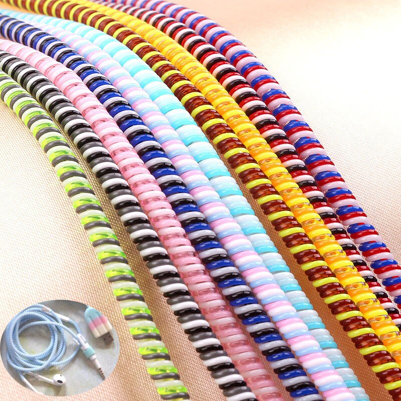 1Pc kabel spiralny USB Protector dla Iphone słuchawki odporne na kurz Winder 1.4M Earpods ochrona liny wiosna sznurka słuchawki pokrywa