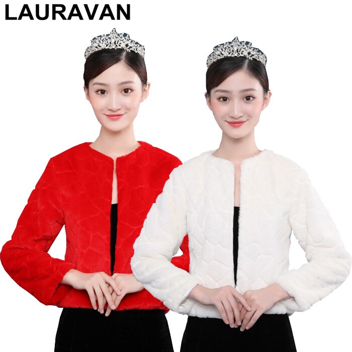 Cause Long Sleeves Wedding Bolero Ivory Red Bridal Jackets Accessories Spring Woman Prom Party Coat Faux Fur Wrap