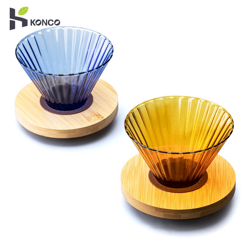 Konco Coffee Filter Glass Coffee Dripper Reusable Filters V60 Glass Coffee Filter Coffee Tools