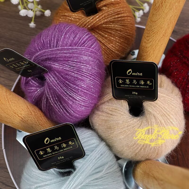 1pc 25g metalliskt mohairgarn för handstickning akryl virkgarn ull stickningstråd tröja halsduk mössa virktrådar stickning