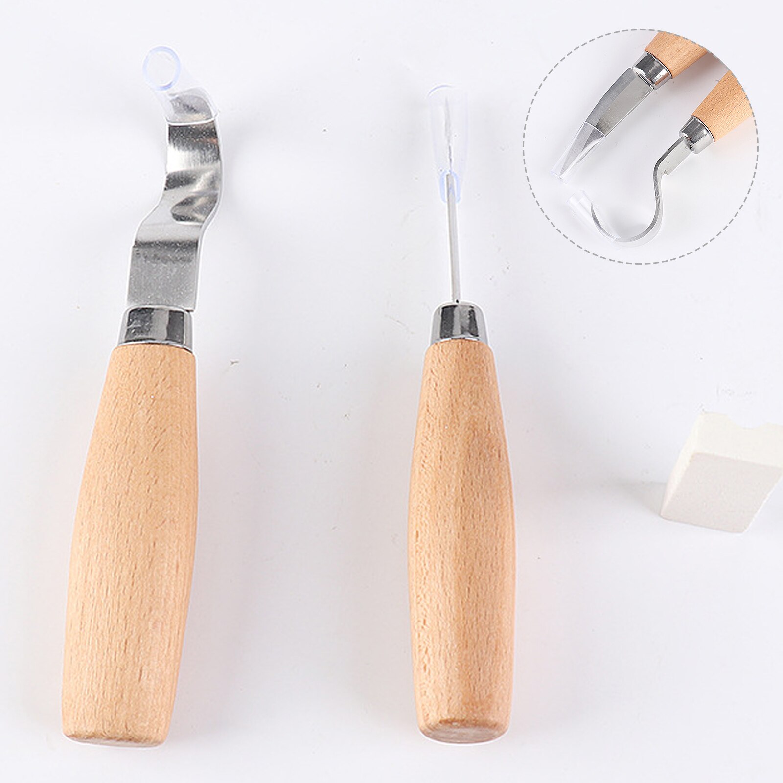 1PCS Woodworking Beech Oval Handle Scimitar Straight Knife Carving Knife Home Wood Scraper Carving Straight Knife Carving Tool