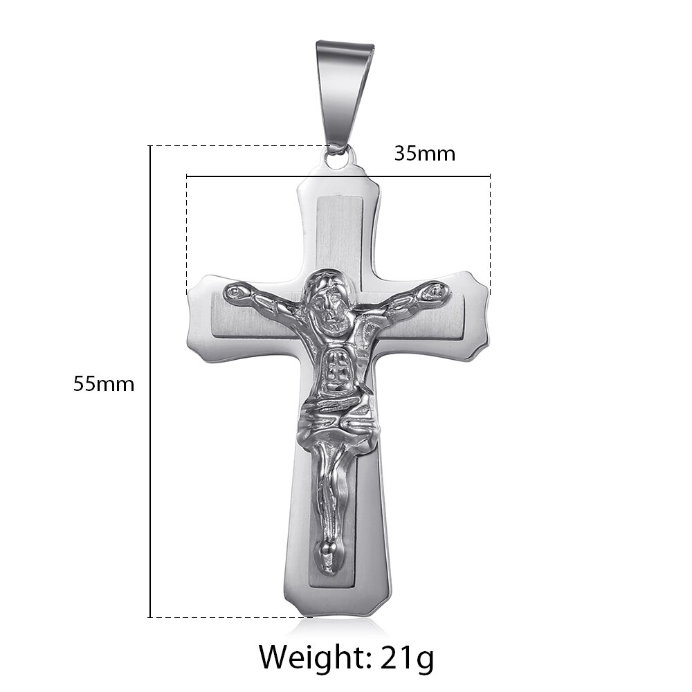 Trendsmax Men's Jesus Cross Pendant Stainless Steel Charms Gold Silver Color Male Jewelry KPP3: KP483