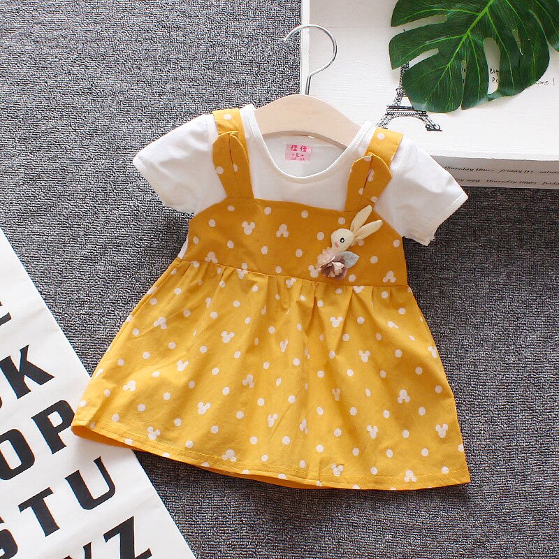 Dot Leuke Kinderen Zomer Dragen Meisjes Westerse Stijl Jurken 0-2 Jaar Oud Prinses Kleding Baby Meisjes Een- stuk Baby Jurk: Geel / 6 to 12 Months