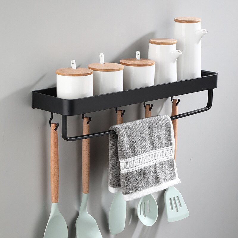 Black Space Aluminum Hanging bathroom Shelf Kitchen Storage Rack Kitchen Corner Storage Rack Organizer