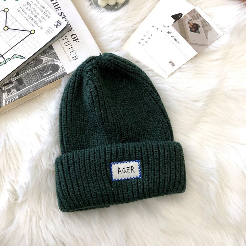 Enorme cappello di lana donna inverno addensare berretti circonferenza della testa grande cappello freddo cappello di lana spesso cappello lavorato a maglia fuori misura: verde