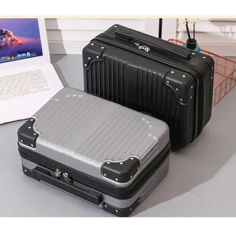 Mini maleta de viaje de 14 pulgadas, caja de cosméticos, organizador de equipaje de mano, estuche de maquillaje, caja pequeña con contraseña, estuche de embarque 2025