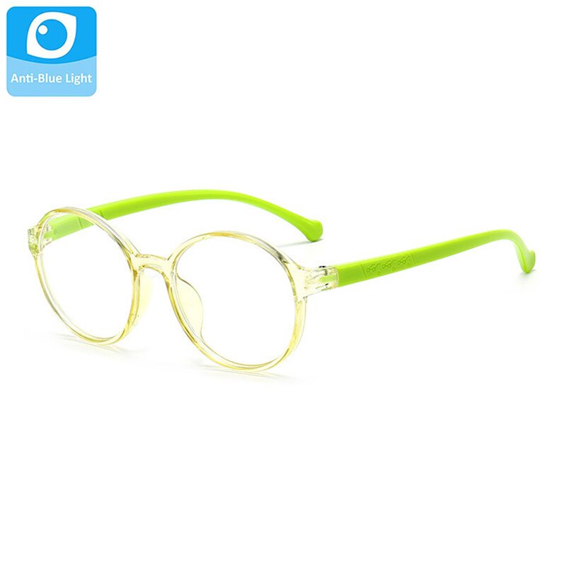 Barn runde brille ramme børn ultralette anti blå lys blok briller drenge piger klar linse briller børn: Grøn