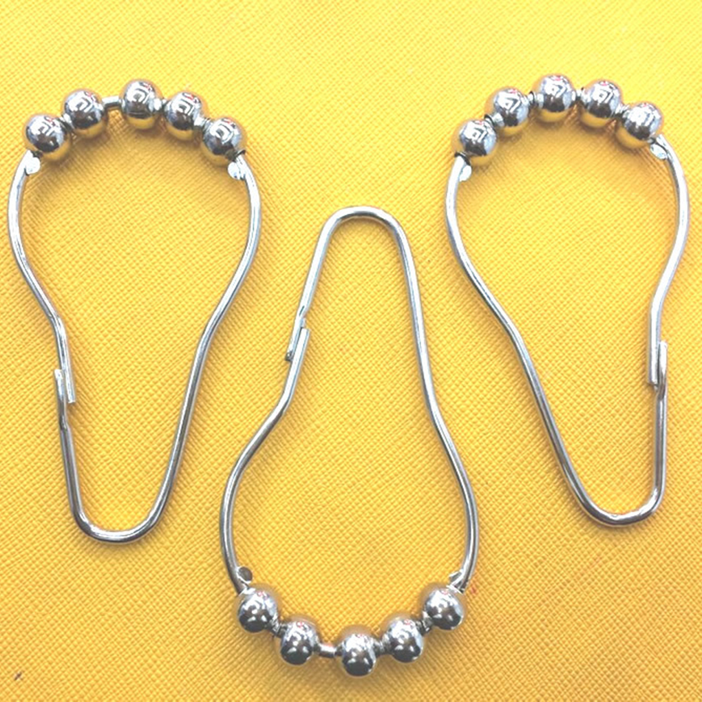 12pcs Shower Curtain Solid Glide Metal Rings Rustproof Shower Curtain Ring Hooks for Bathroom Shower Rods Curtains