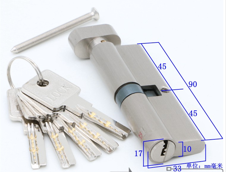 Door Hardware 60 70 80 90mm Security Copper Door Lock Cylinder Interior Bedroom Living Lock Handle Brass Key Locking