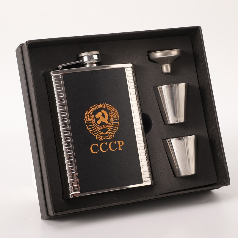 1 Set 8oz Hip Flask Stainless Steel Flask Wine Whiskey Alcohol Flasks with Funnel Cups Groomsman