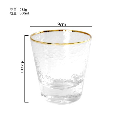 Högklassig glas vinkopp med gyllene linje mjölk juice vin textur whisky sprit cocktail pint brandy snifters flöjter coupes: 2