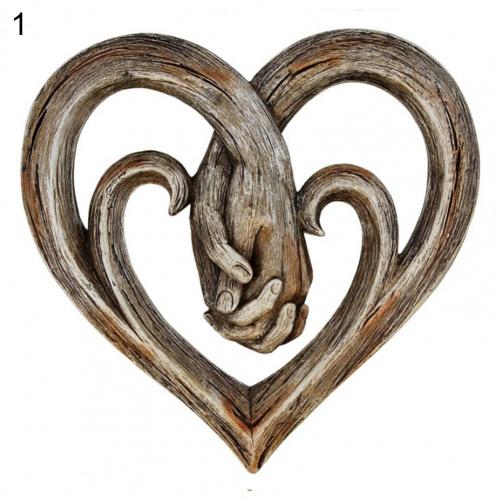 Smooth Edge Heart Pendant Sculptures Rustic Heart Holding Hands Wall Decor Decorative Art Sculpture: 1