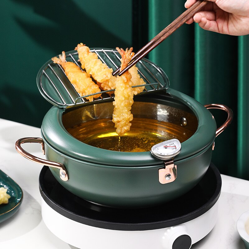 Stainless Steel Deep Fryer Cooker Gas Stove Universal Small Household Temperature-Controlled Fuel-Efficient Small Deep Fryer