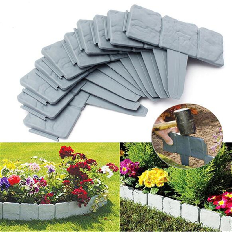 Garden Fence Plastic Fences Lawn Edging Flower Bed Plant Border Decorations Edging Cobbled Insert Ground