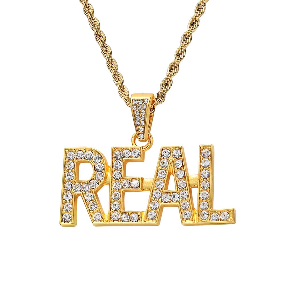 Ausverkauf 9 stile Hip Hop Kristall Cartoon Anhänger Halskette Schmuck für männer ICED OUT BLING BLING N01: N005 gold