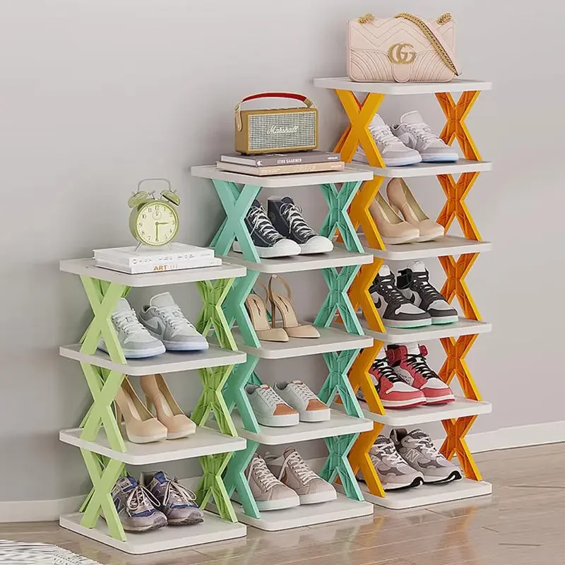 2-9 Tiers Vertical Shoe Rack with Shoe Bags, Adjustable Narrow Shoe Storage Organizer, Space Saving Stackable Tower Shelf