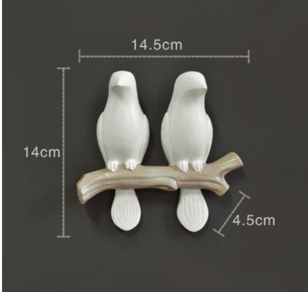 ART BIRD WALL DECORATION BIRD IN TREE BRANCH BRIEF HOME DECOR: white two bird