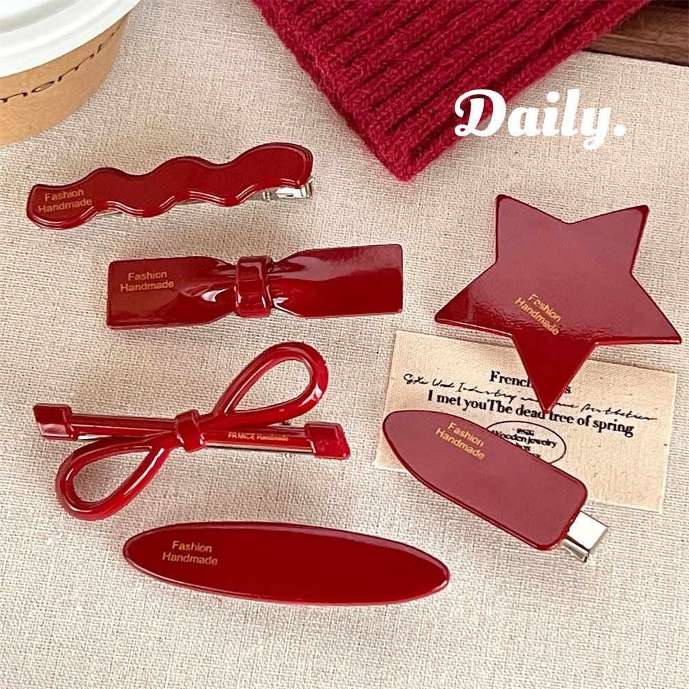 Horquilla con lazo, estrella roja, pinza para el pelo rota, accesorios para el cabello para niña