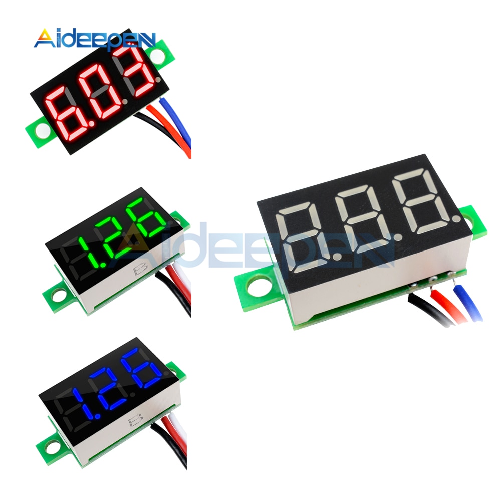 0.36 tommer  dc 0-30v mini digital voltmeter spændingstester meter led skærm elektroniske dele tilbehør rød / grøn / blå skærm