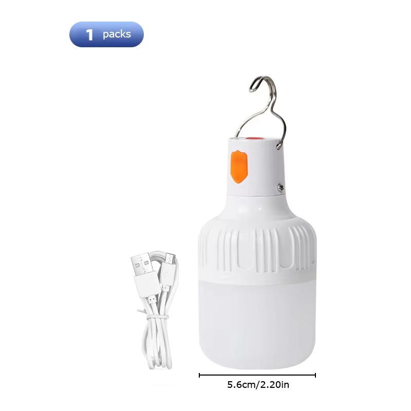 Luz de brilho portátil recarregável para acampamento, lâmpada led regulável, à prova d'água, luz noturna de emergência para barraca ao ar livre com gancho