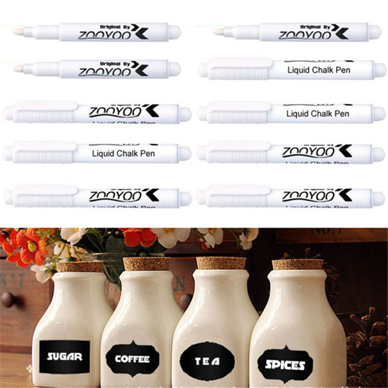 Rotuladores de tiza líquida para la pared, pegatina de pared para habitación de niños, pizarra, tarro de cocina, calcomanía de vinilo extraíble, 3 uds., 10 Uds., blanco