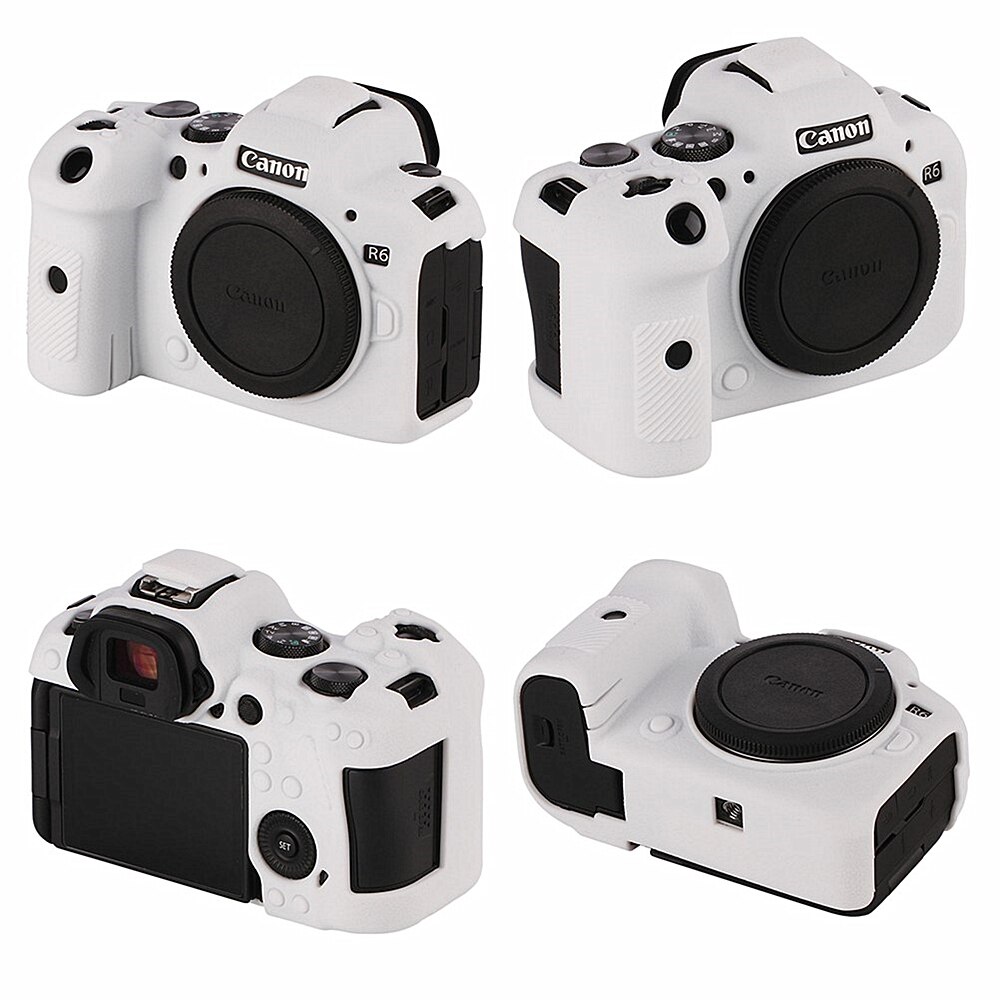 Gummisilikonfodral kroppsskydd skydd ramskal för canon eos  r5 r6 eosr 5 eosr 6 spegellös kamera: R6 vita