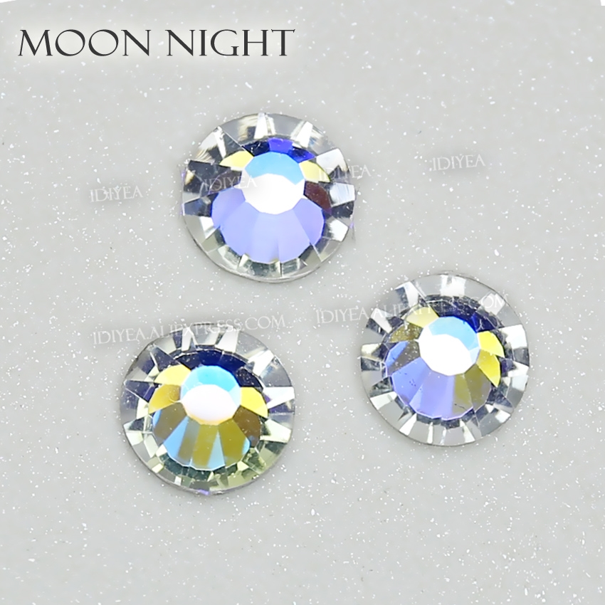 Moon night hotfix strass för handarbetskläder flatback kristall fix stenar strass glitter för tyg gör-det-själv-dekoration