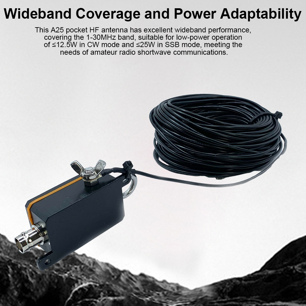 Pocket HF Antenna 1-30MHz Frequency Band Wideband End-fed Halfwave Antenna HF Shortwave Antenna CW SSB End Fed Half Antenna