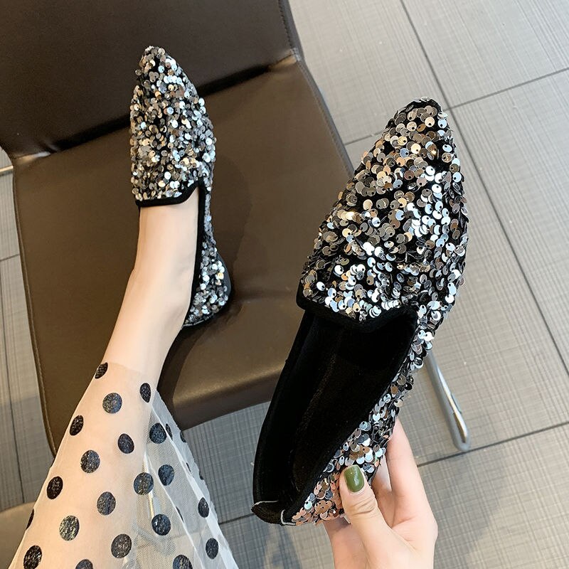 femmes Ballet chaussures loisirs printemps automne ballerine Bling Flash paillettes chaussures plates princesse brillant pointu chaussures de mariage