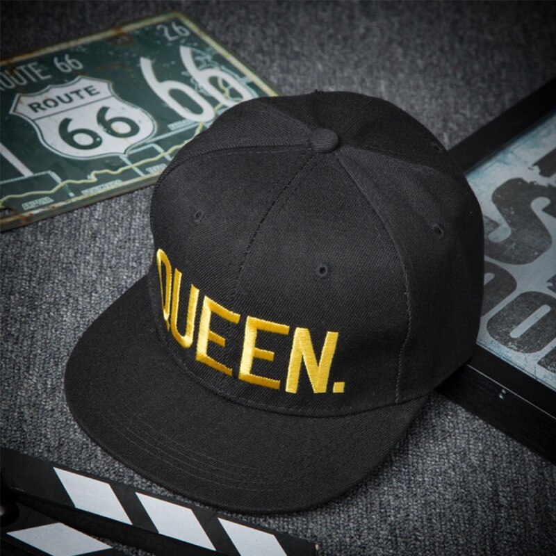 Flat Brim Embroidered Adjustable Cotton Hats Headwear Outdoor Sportswear: Black