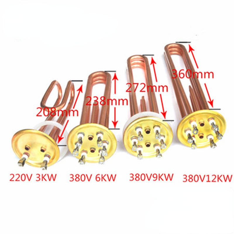 220V/3 380V/6 9 12KW heating element water heater heating tube fast heat water heater heating tube accessories