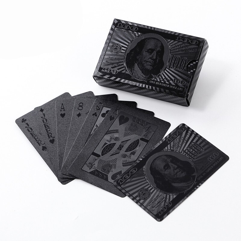 Cartas de juego de póker negro sin Color, cartas impermeables de plástico para mascotas/PVC, recuerdo de Turismo,: USD