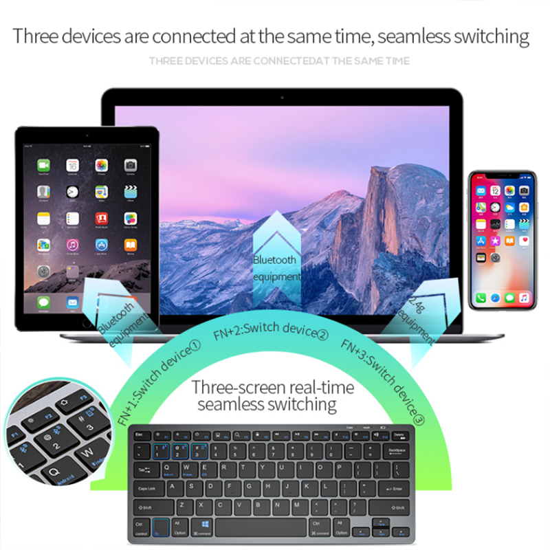 Keyboard and Mouse Set Bluetooth-compatible Slim Rechargeable USB Keyboard Mouse Combo for iPad Mac Android PC Laptop All-in-one