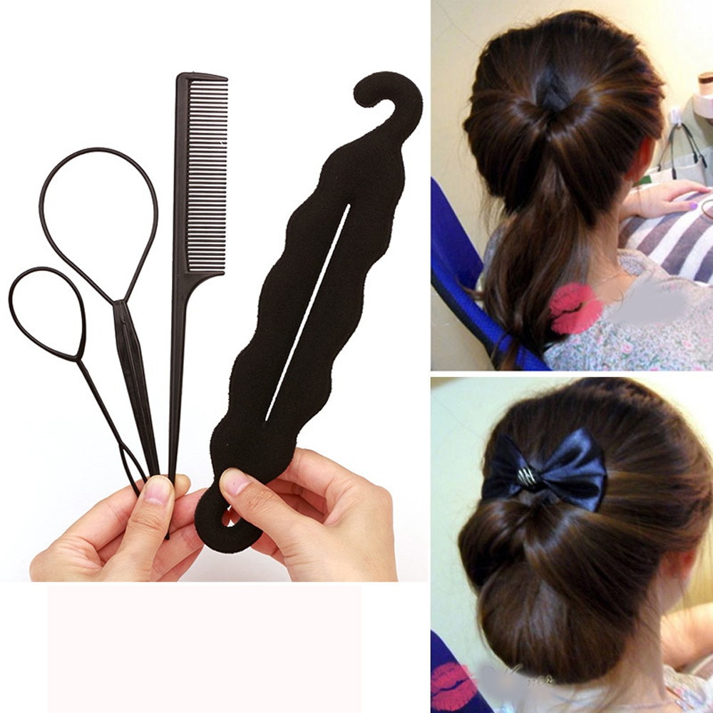 Hair Tool 4pcs Ponytail Creator Plastic Loop Styling Tools Pony Tail Clip Hair Braid Maker Styling Tool Salon X4 0.5 20