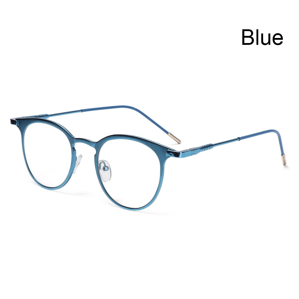 retro round frame computer protective glasses ladies men's metal glasses ultra light glasses: blue