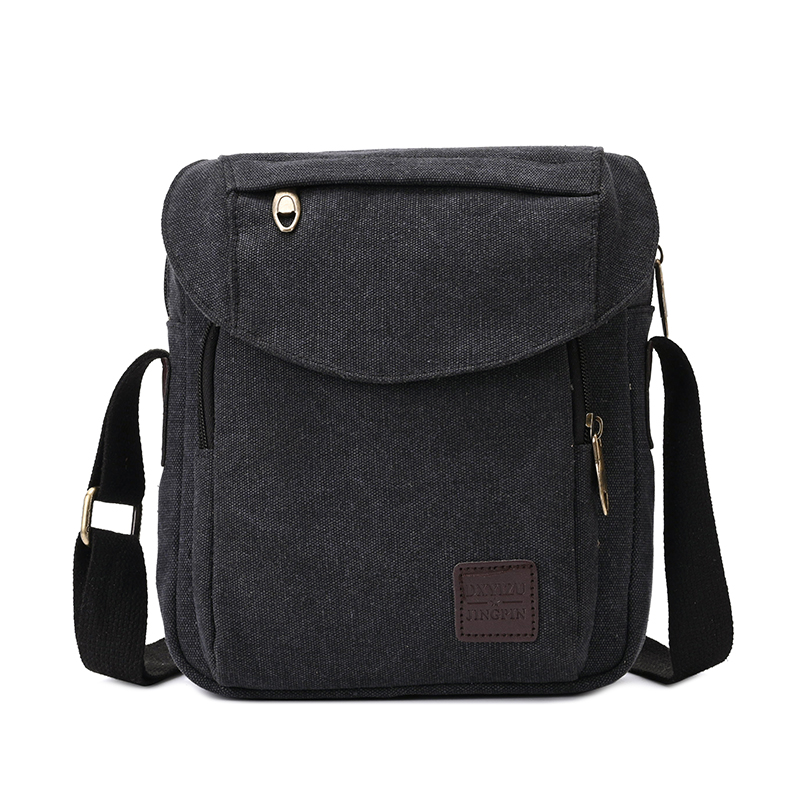Side bag for men crossbody canvas shoulder bags männer tasche saccoche homme bandouliere torba na ramię męska bolsos bandolera: black