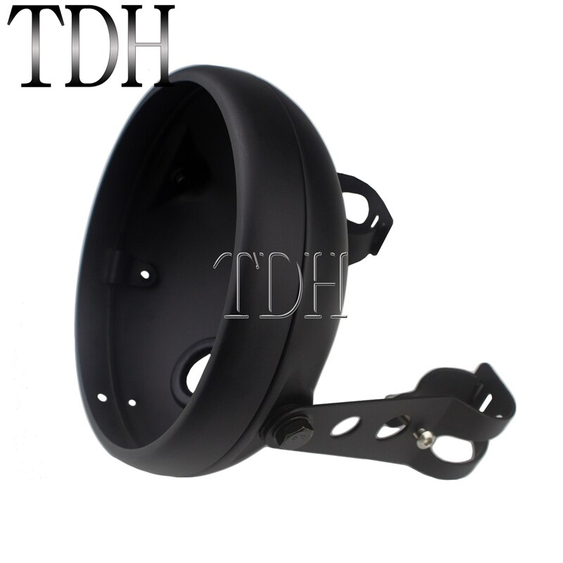 7 Inch Motorfiets Koplamp Cover Zwart Voor Harley Custom Led Koplamp Behuizing Beugel Universele Emmer Shell Vuurtoren: B Matte Black