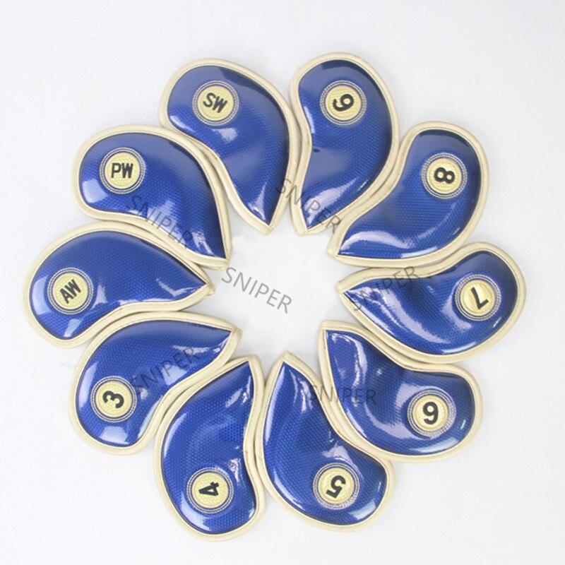 NRC Golf iron Headcovers Exquisite PU Thick PU Leather Golf Club Iron Head Covers Accessories: 10pcs cryslal blue