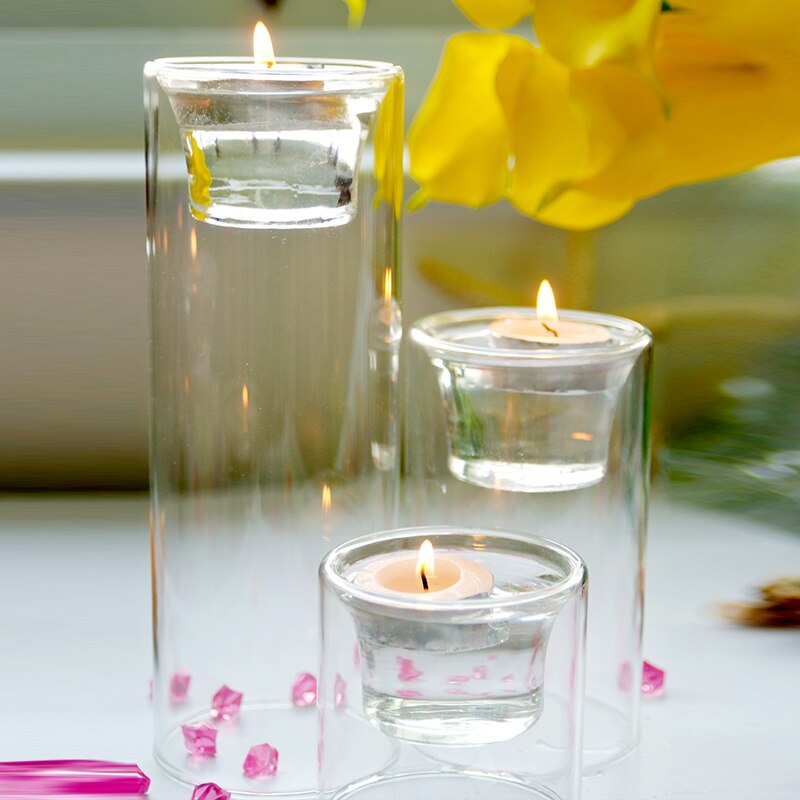 Zwart Transparant Kaarshouder Nordic Glas Romantische Moderne Kaarshouder Tafel Mesa Woondecoratie Kandelaar Candelabros
