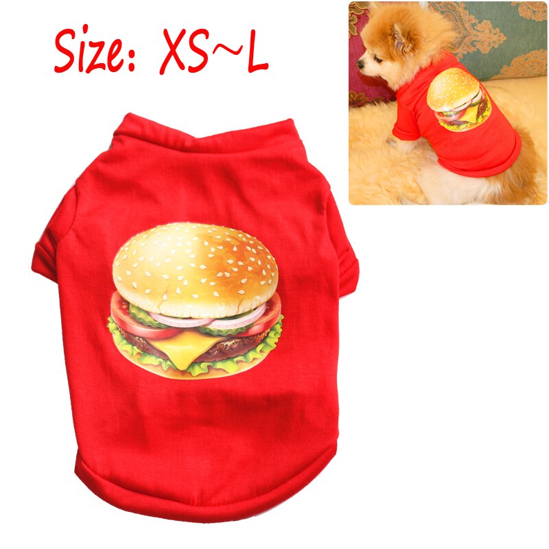 nueva primavera y verano Camiseta de algodón para perro mascota estilo hamburguesa teddy bomei guest.