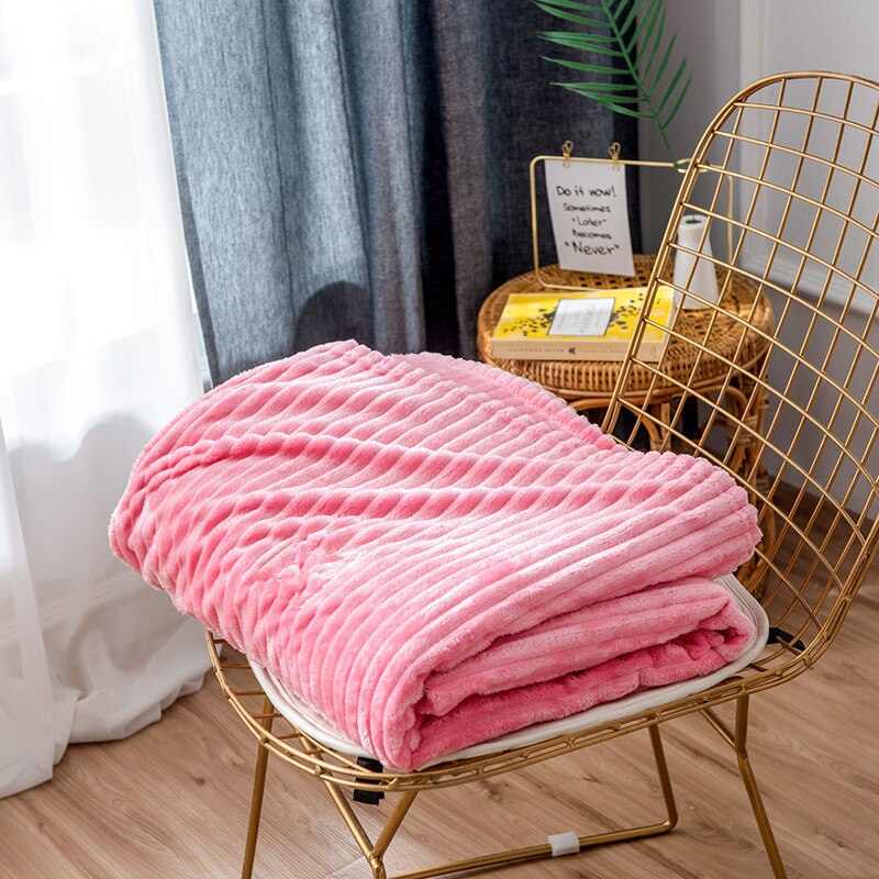 Winter Bed Vlakke Plaat Effen Kleur Zachte Flanellen Deken Warm Plaids Voor Bedden Thow Dekens Grote Maat 230*250cm: Pink