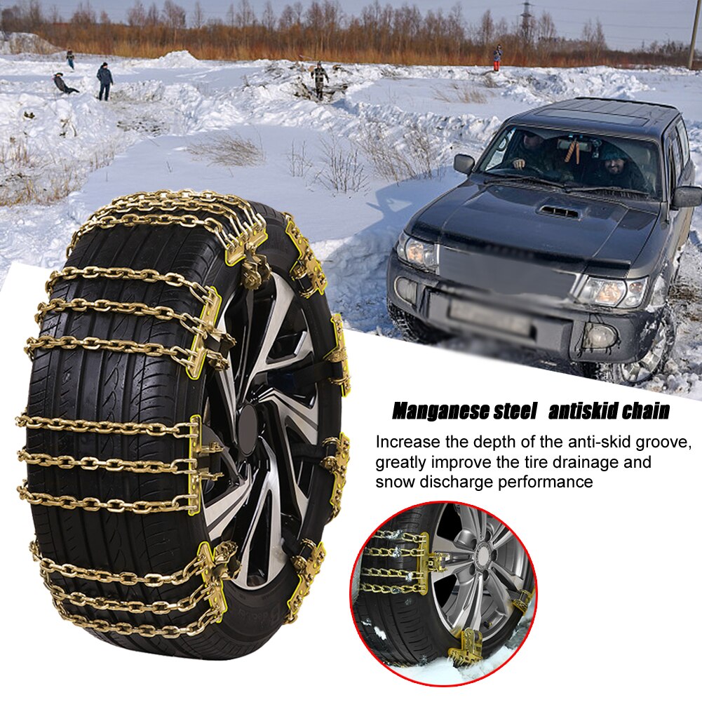 Cadena de nieve antideslizante ajustable, 3 cuerdas de acero al manganeso, resistencia al desgaste, liberación rápida, Universal, neumático de coche de emergencia para camión