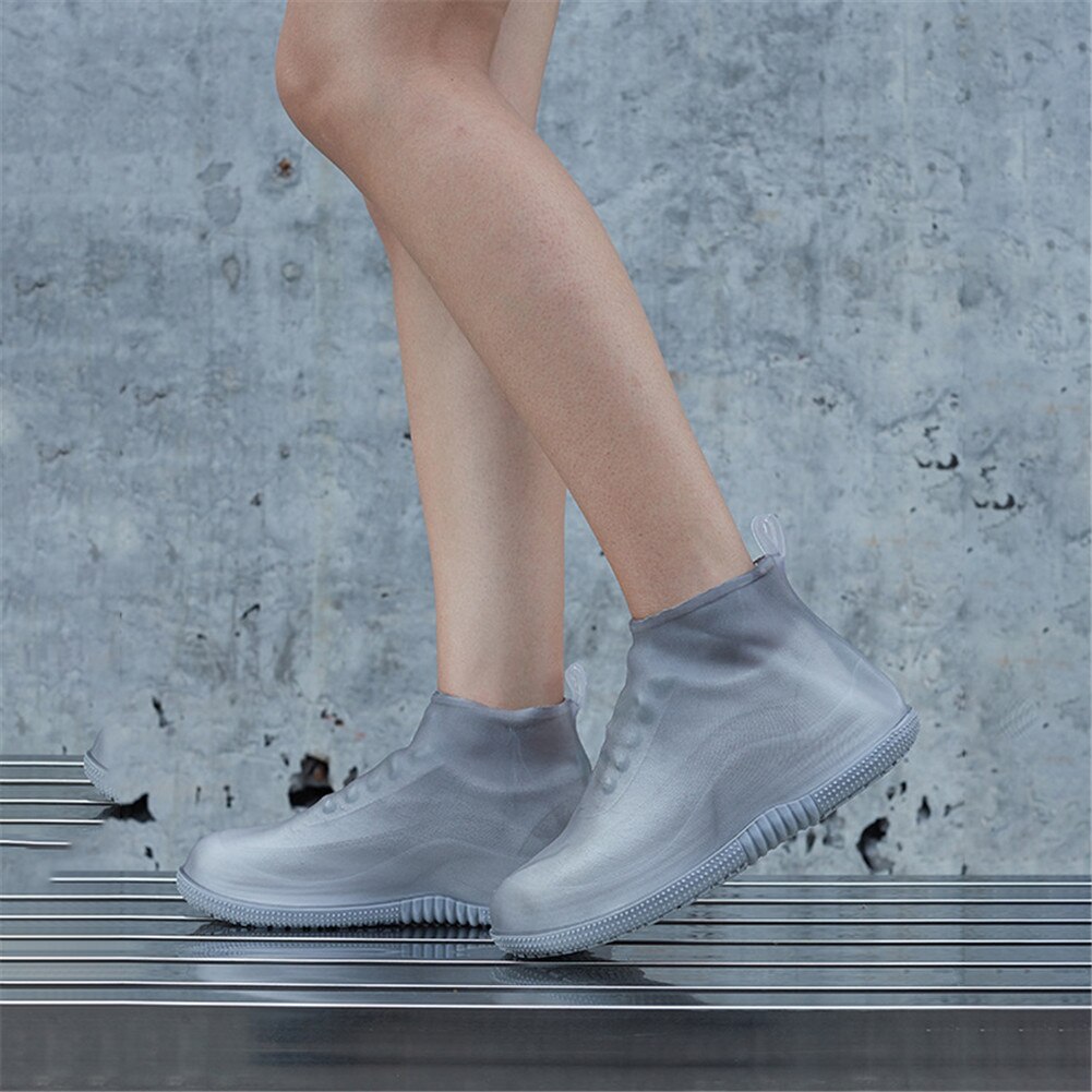 Siliconen Herbruikbare Regen Overschoenen Korte Buis Transparant Antislip Slijtvaste Waterdichte Schoen Covers: Grijs / L